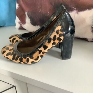 Leopard print block heels
